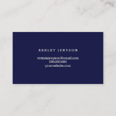 公証人のエレガントでシックな銀製のタイポグラフィの濃紺 名刺 (裏面)