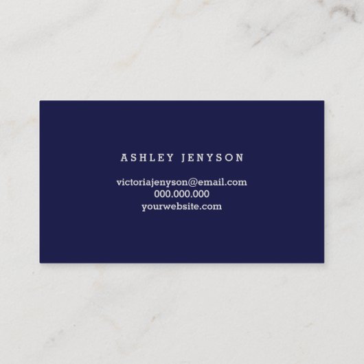 公証人のエレガントでシックな銀製のタイポグラフィの濃紺 名刺 (裏面)