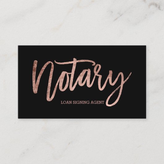公証人のエレガントなばら色の金ゴールドのタイポグラフィの黒 名刺 (正面)