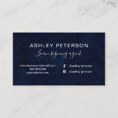 公証人のエレガントなタイポグラフィの濃紺の銀のグリッター 名刺 (裏面)