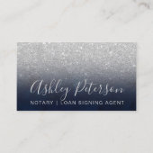 公証人のエレガントなタイポグラフィの濃紺の銀のグリッター 名刺 (正面)