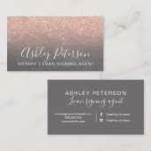 公証人のエレガントなタイポグラフィの灰色のバラの金ゴールドのグリッター 名刺 (正面/裏面)