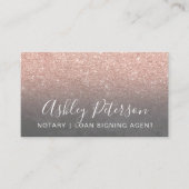 公証人のエレガントなタイポグラフィの灰色のバラの金ゴールドのグリッター 名刺 (正面)