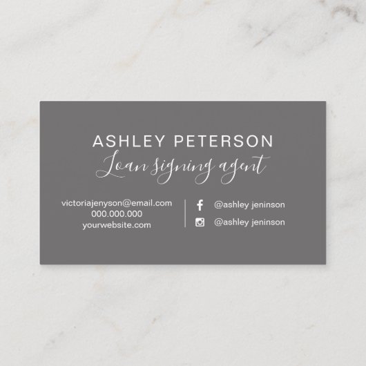 公証人のエレガントなタイポグラフィの灰色の軽い金ゴールドのグリッター 名刺 (裏面)