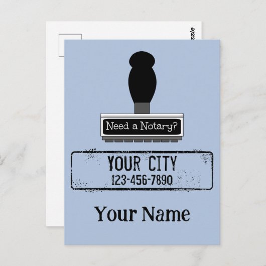 公証人のゴム印の名前のカスタマイズ電話が必要である ポストカード (正面/裏面)