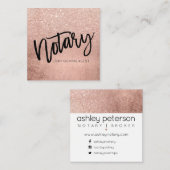 公証人のタイポグラフィののどのばら色の金ゴールドのグリッターホイル スクエア名刺 (正面/裏面)