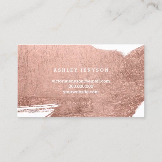 公証人のタイポグラフィのばら色の金ゴールドブラシストロークミニマリスト 名刺 (裏面)