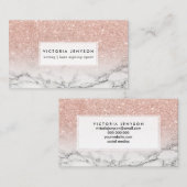公証人のフェイクなローズピンクのグリッターのグラデーションで白い大理石 名刺 (正面/裏面)