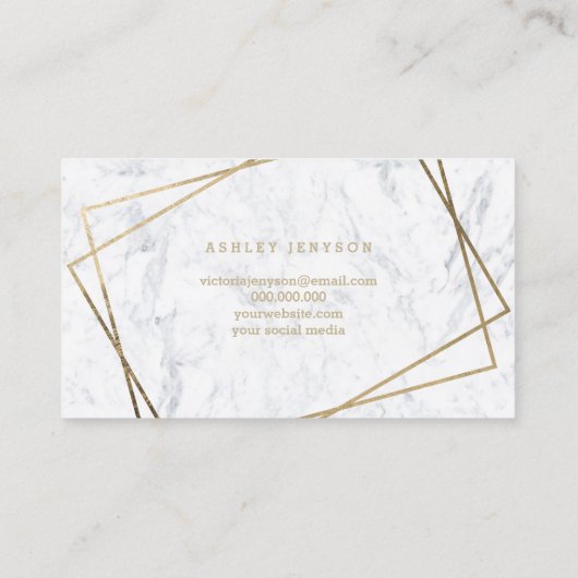 公証人のフェイクな金ゴールドの原稿の幾何学的な大理石 名刺 (裏面)