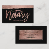 公証人のブラシのばら色の金ゴールドのタイポグラフィの黒 名刺 (正面/裏面)