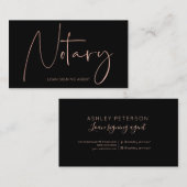 公証人のモダンのばら色の金ゴールドのタイポグラフィの黒 名刺 (正面/裏面)