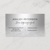 公証人のロゴのタイポグラフィの金属銀製のグリッター 名刺 (裏面)