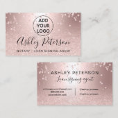 公証人のロゴの紙吹雪の金属ばら色の金ゴールドのグリッター 名刺 (正面/裏面)