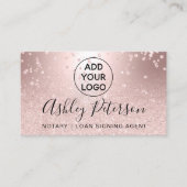 公証人のロゴの紙吹雪の金属ばら色の金ゴールドのグリッター 名刺 (正面)