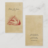 公証人のヴィンテージのペン手のシンプルのカッコいいのプロフェッショナル 名刺 (正面/裏面)