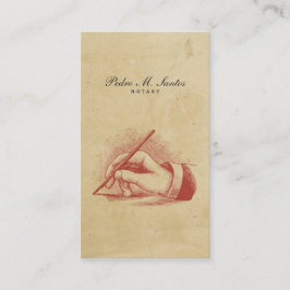 公証人のヴィンテージのペン手のシンプルのカッコいいのプロフェッショナル 名刺