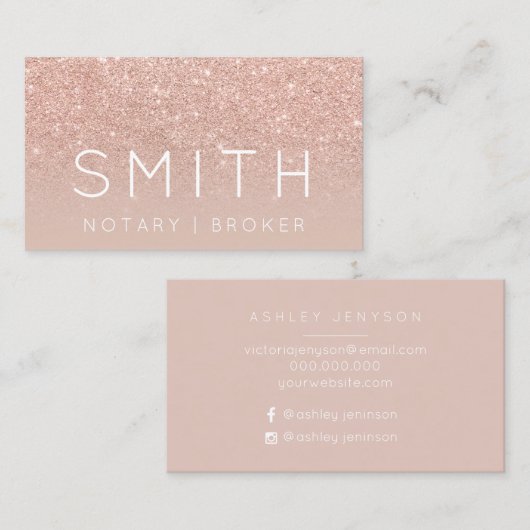 公証人の一流のエレガントなタイポグラフィの赤面のばら色の金ゴールド 名刺 (正面/裏面)