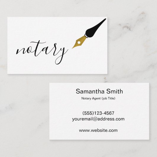 公証人の代理店のペンのロゴのフリーの書道の作家 名刺 (正面/裏面)