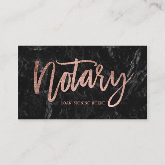 公証人の仲介商のばら色の金ゴールドのタイポグラフィの黒の大理石 名刺 (正面)