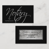 公証人の原稿のフェイクな銀製のタイポグラフィの黒 名刺 (正面/裏面)