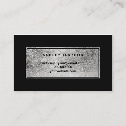 公証人の原稿のフェイクな銀製のタイポグラフィの黒 名刺 (裏面)