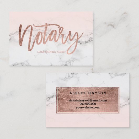 公証人の大理石のばら色の金ゴールドのタイポグラフィの赤面 名刺 (正面/裏面)