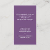 公証人の署名エージェント羽毛イニシャルロゴ紫 名刺 (裏面)