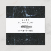 公証人の署名エージェント羽毛大理石のクイルのロゴ スクエア名刺 (正面)