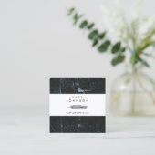 公証人の署名エージェント羽毛大理石のクイルのロゴ スクエア名刺 (スタンド正面)