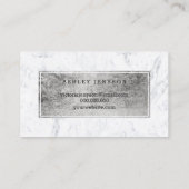 公証人の貸付け金のモダンでシックな銀製のタイポグラフィの大理石 名刺 (裏面)