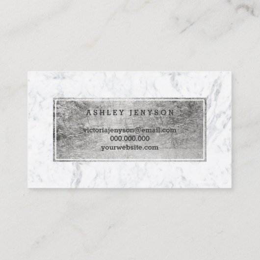 公証人の貸付け金のモダンでシックな銀製のタイポグラフィの大理石 名刺 (裏面)