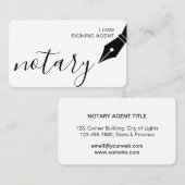 公証人の貸付け金の署名の代理店のペン先のロゴ税の公衆 名刺 (正面/裏面)