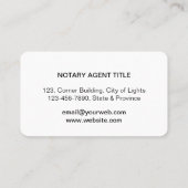 公証人の貸付け金の署名の代理店のペン先のロゴ税の公衆 名刺 (裏面)