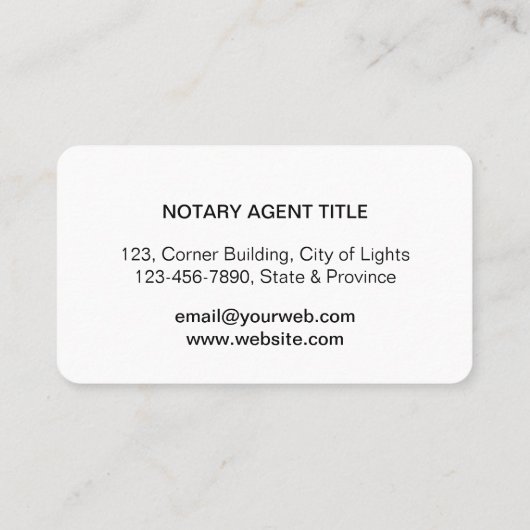 公証人の貸付け金の署名の代理店のペン先のロゴ税の公衆 名刺 (裏面)