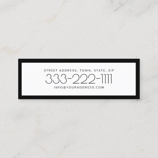 公証人の黒い及び白によって縁どられるカード スキニー名刺 (裏面)