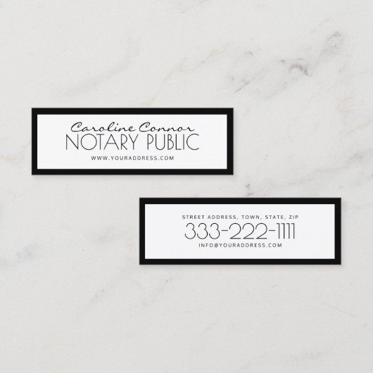 公証人の黒い及び白によって縁どられるカード スキニー名刺 (正面/裏面)