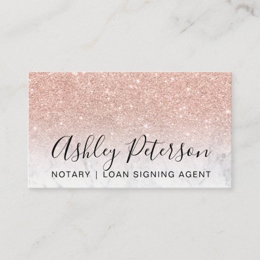 公証人エレガントタイポグラフィ大理石バラ金ゴールドグリッター 名刺 (正面)