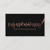 公証人エレガントバラ金ゴールドタイポグラフィブラックペンロゴ 名刺 (正面)