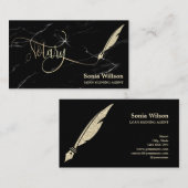 公証人エレガントバラ金ゴールドタイポグラフィ羽ペン部 名刺 (正面/裏面)