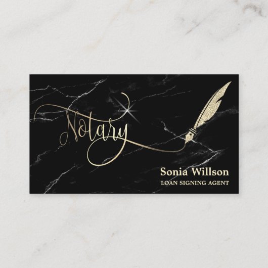 公証人エレガントバラ金ゴールドタイポグラフィ羽ペン部 名刺 (正面)