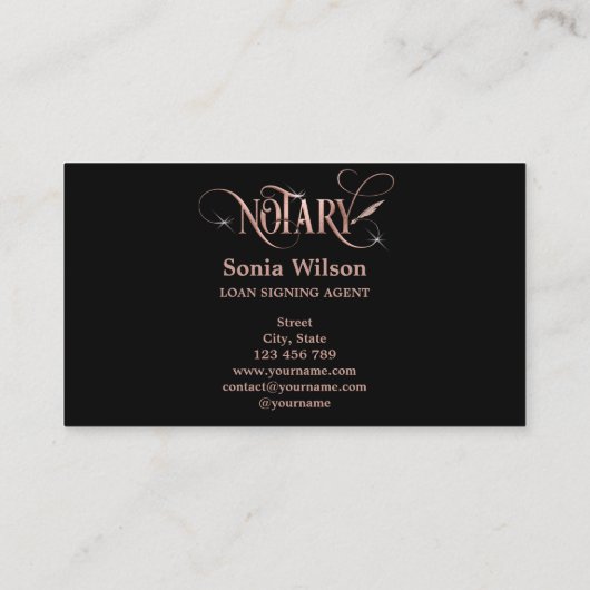 公証人エレガントバラ金ゴールドタイポグラフィ羽ペン部 名刺 (裏面)