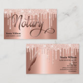 公証人エレガントバラ金ゴールドタイポグラフィ羽根ペン 名刺 (正面/裏面)