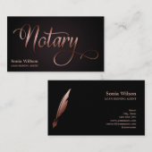 公証人エレガントバラ金ゴールドタイポグラフィ羽根ペン 名刺 (正面/裏面)