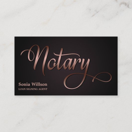 公証人エレガントバラ金ゴールドタイポグラフィ羽根ペン 名刺 (正面)