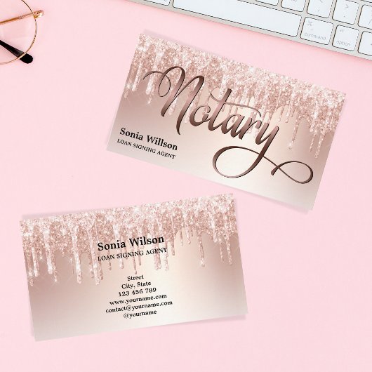 公証人エレガントバラ金ゴールドタイポグラフィ羽根ペン 名刺