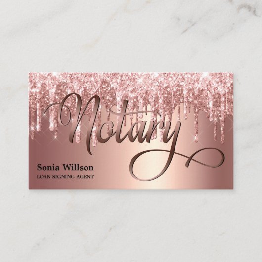 公証人エレガントバラ金ゴールドタイポグラフィ羽根ペン 名刺 (正面)