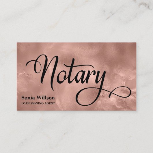 公証人エレガントバラ金ゴールドタイポグラフィ羽根ペン 名刺 (正面)