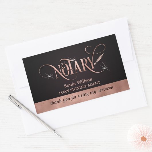 公証人エレガントバラ金ゴールドローンの署名お礼Bu 長方形シール (封筒)