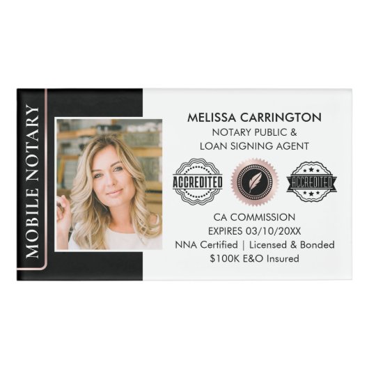 公証人エレガントパブリックブラックバラ金ゴールド 名札 (正面)