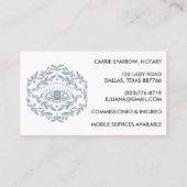 公証人エレガントパブリック神秘的な目のバラつる植物シック 名刺 (裏面)